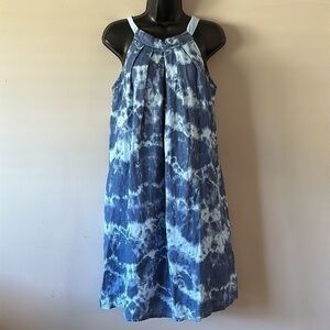 Women Blue Summer Linen Dress Small Italy Bellambra New NWT Tie Dye size Medium